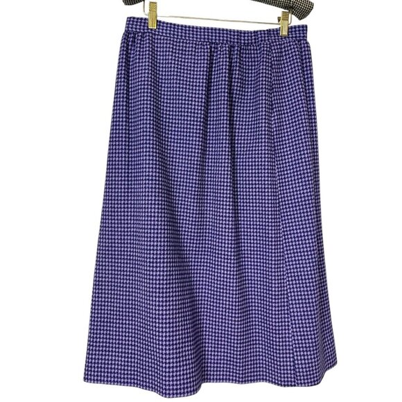 Vintage‎ Pendleton Purple Houndstooth Wool Skirt - Women's Size 12 - Picture 2 of 5